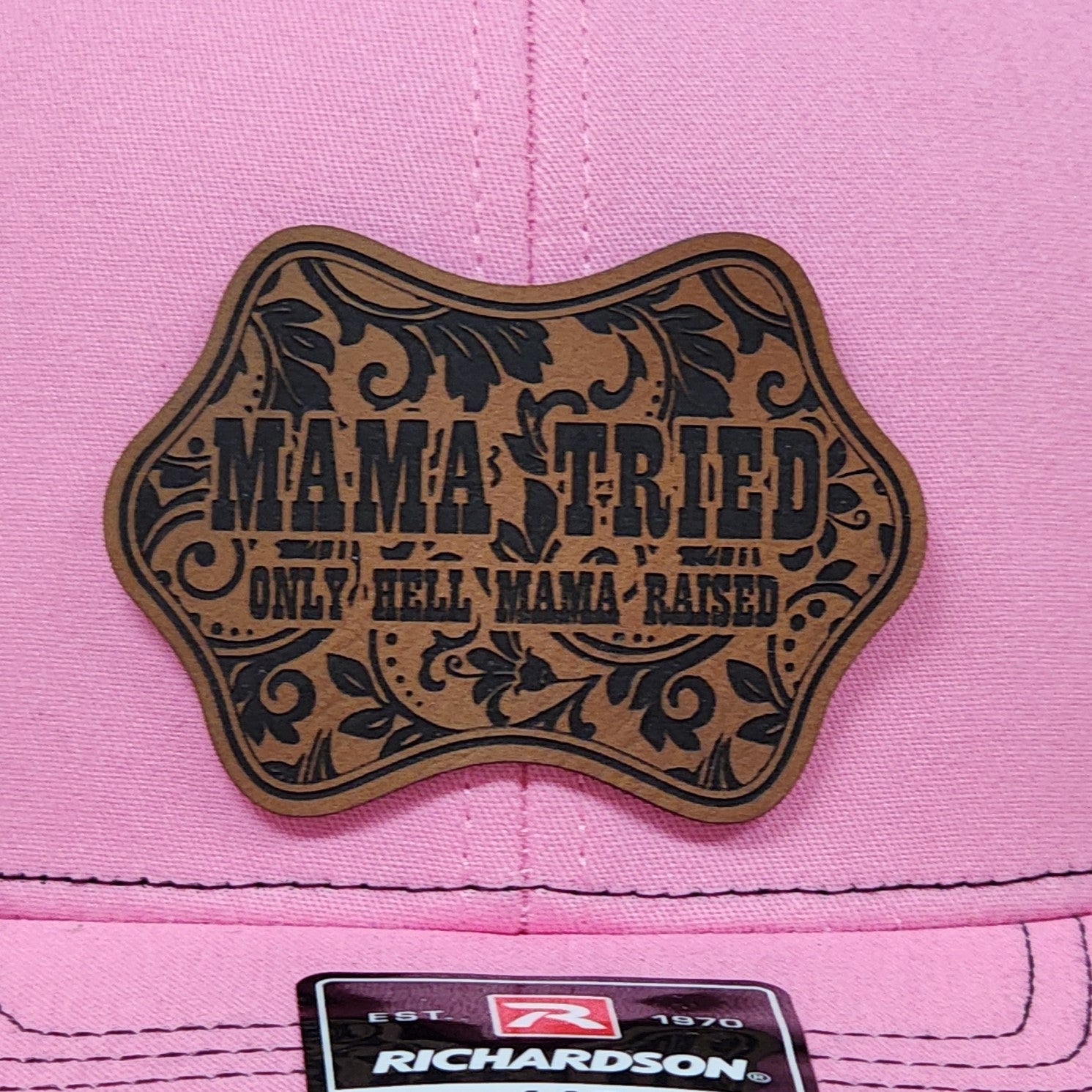 Mama Tried Engraved Leatherette Hat Patch - MR01 - LoneStar Adhesive