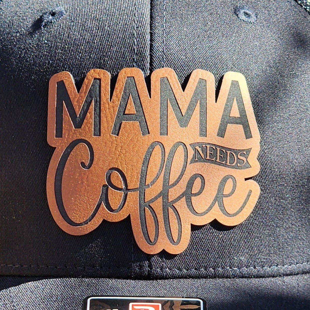 Mama's Coffee Engraved Leatherette Hat Patch - MR01 - LoneStar Adhesive