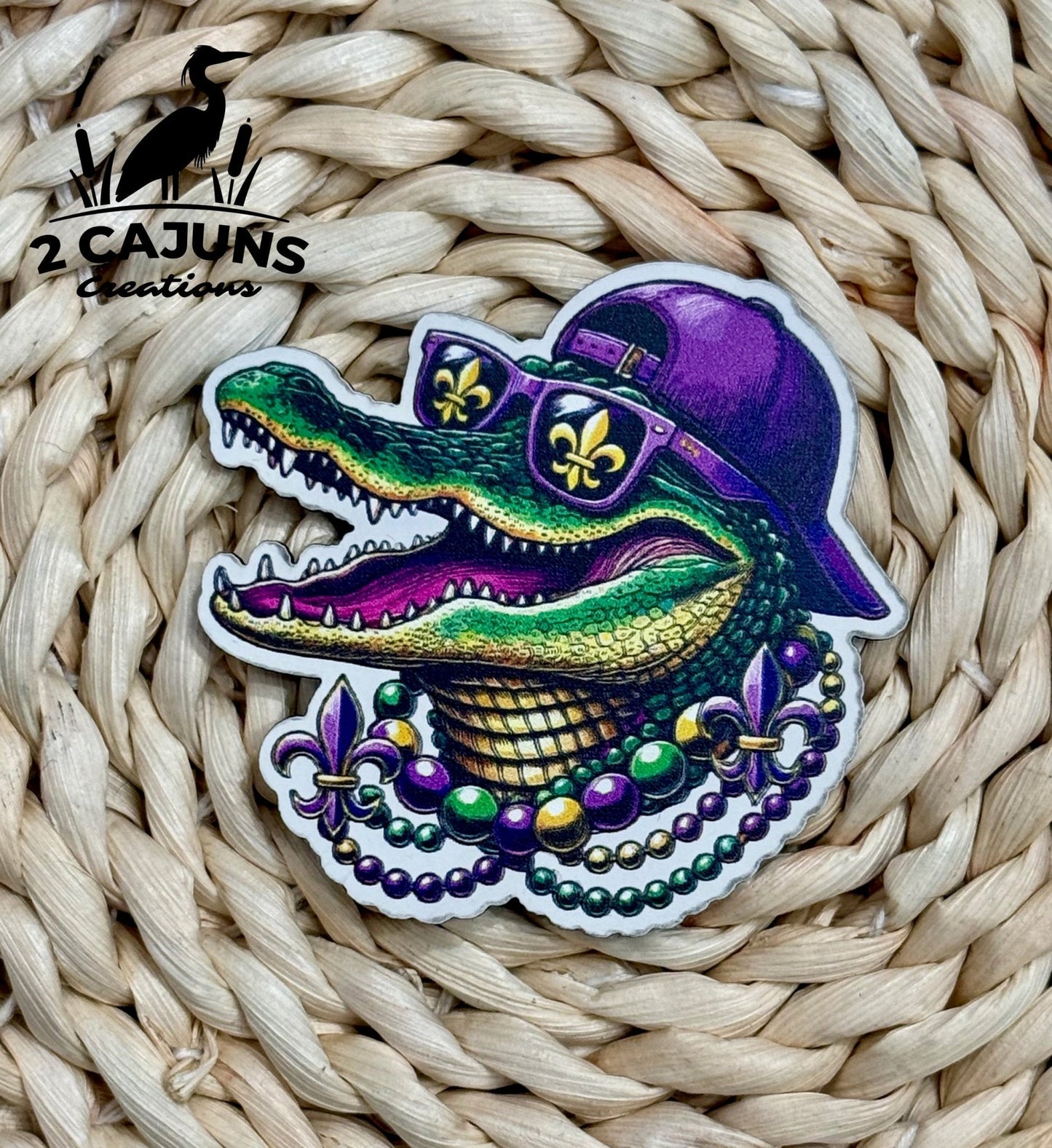 Mardi Gras Alligator UV Printed Hat Patch - LoneStar Adhesive