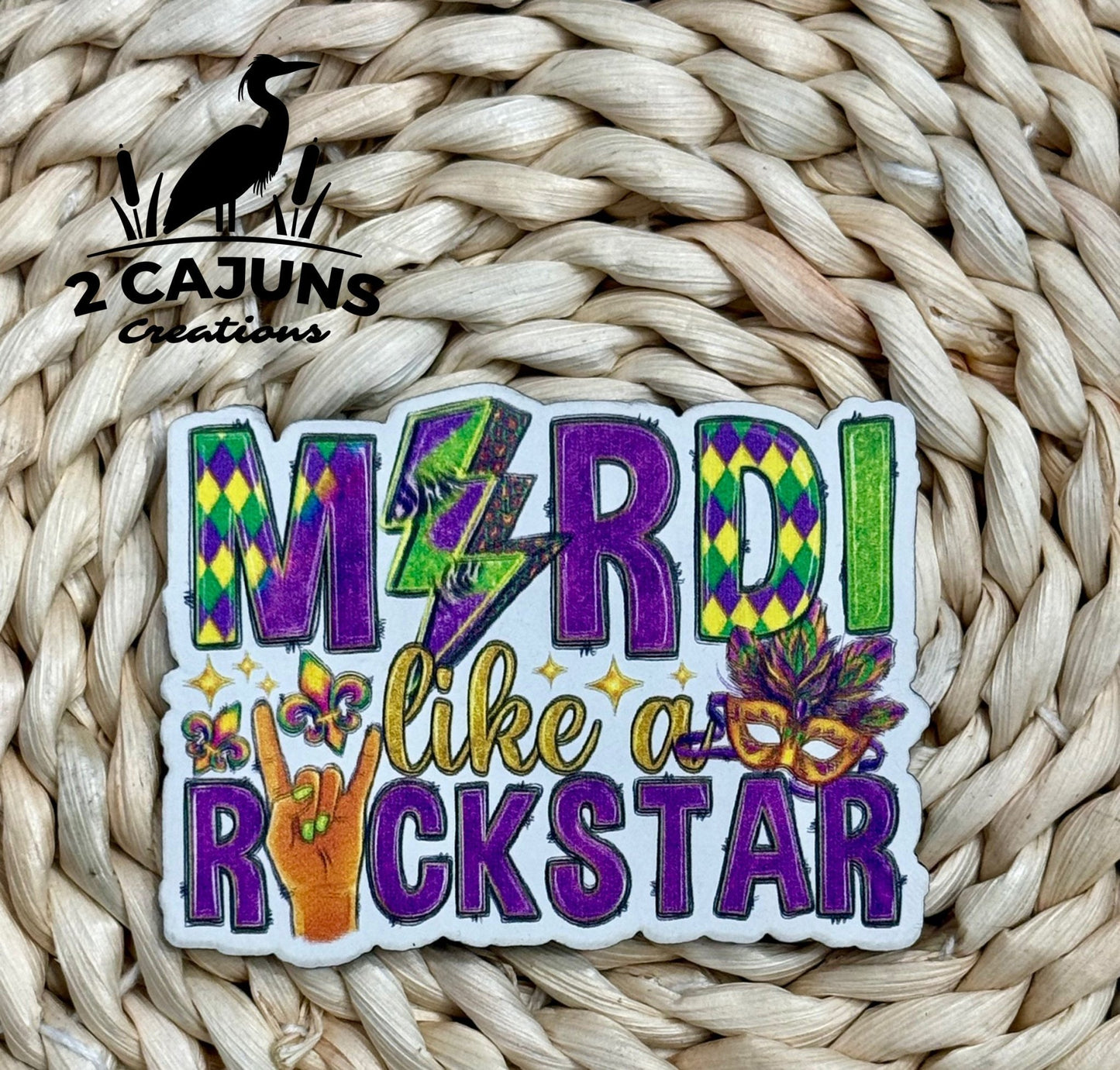Mardi Like A Rock Star UV Printed Mardi Gras Hat Patch - LoneStar Adhesive