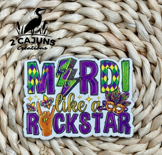 Mardi Like A Rock Star UV Printed Mardi Gras Hat Patch - LoneStar Adhesive