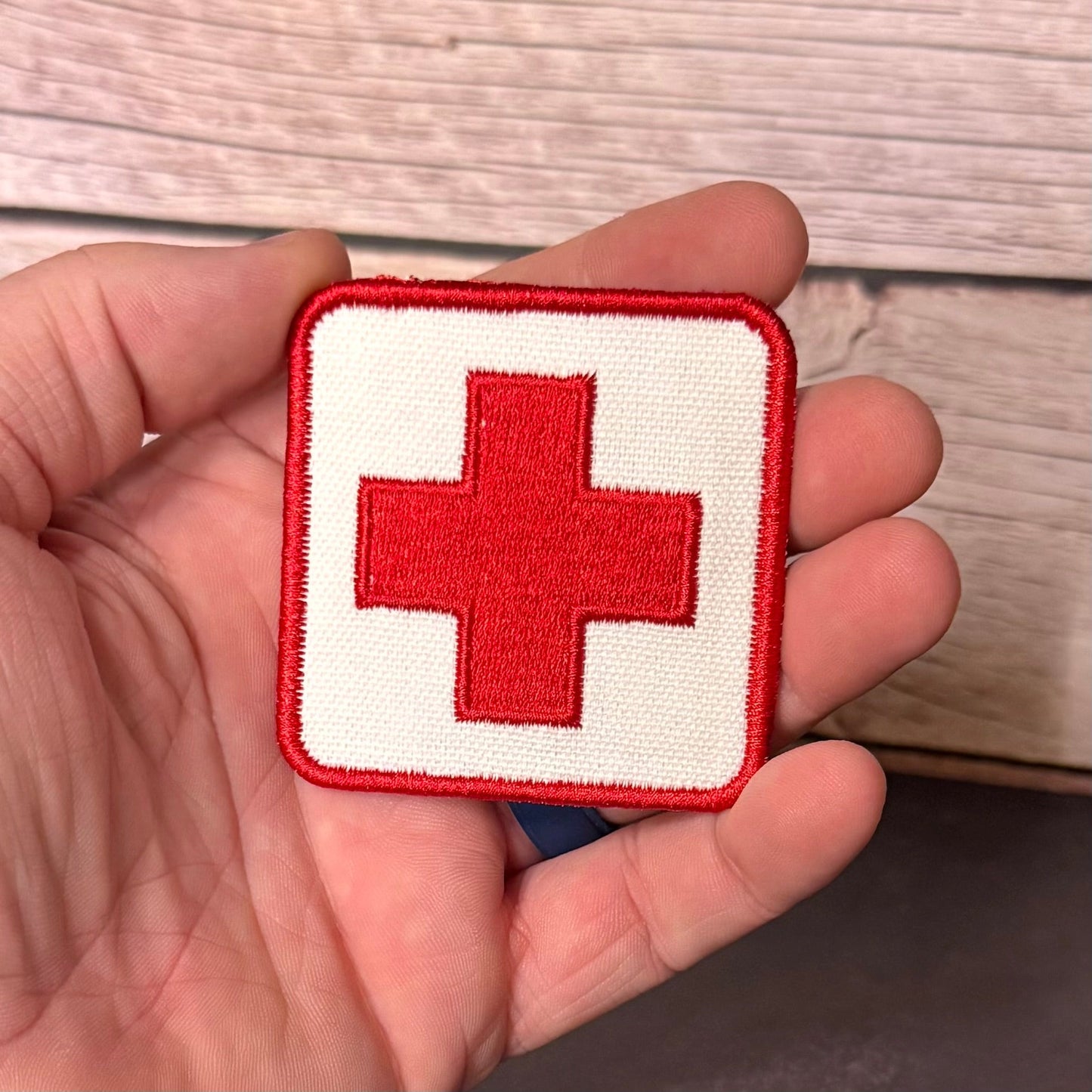 Med-Kit IFAK First-Aid Pouch ID Patch, 2.5x2.5" | Made in USA | VELCRO® Brand Hook Backing - LoneStar Adhesive
