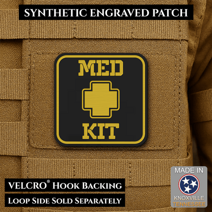 Med Kit IFAK, First-Aid Pouch Identification Patch, 2x2" | Made in USA | VELCRO® Brand Hook Backing - LoneStar Adhesive