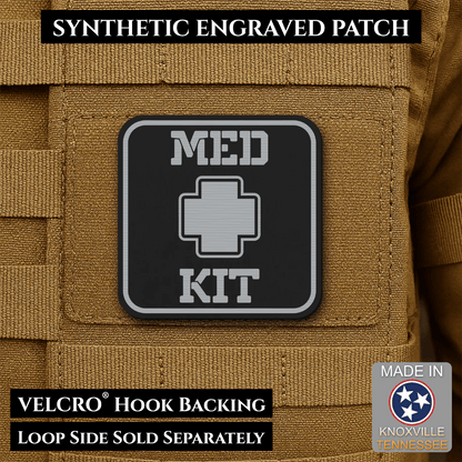 Med Kit IFAK, First-Aid Pouch Identification Patch, 2x2" | Made in USA | VELCRO® Brand Hook Backing - LoneStar Adhesive