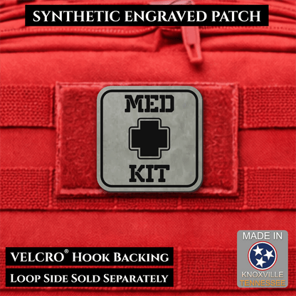 Med Kit IFAK, First-Aid Pouch Identification Patch, 2x2" | Made in USA | VELCRO® Brand Hook Backing - LoneStar Adhesive