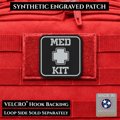 Med Kit IFAK, First-Aid Pouch Identification Patch, 2x2" | Made in USA | VELCRO® Brand Hook Backing - LoneStar Adhesive
