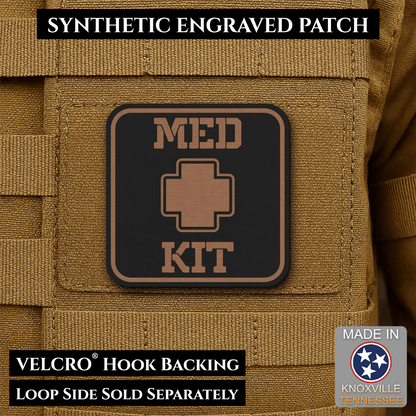 Med Kit IFAK, First-Aid Pouch Identification Patch, 2x2" | Made in USA | VELCRO® Brand Hook Backing - LoneStar Adhesive