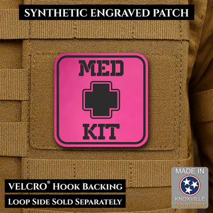 Med Kit IFAK, First-Aid Pouch Identification Patch, 2x2" | Made in USA | VELCRO® Brand Hook Backing - LoneStar Adhesive
