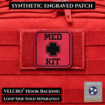 Med Kit IFAK, First-Aid Pouch Identification Patch, 2x2" | Made in USA | VELCRO® Brand Hook Backing - LoneStar Adhesive