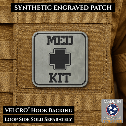 Med Kit IFAK, First-Aid Pouch Identification Patch, 2x2" | Made in USA | VELCRO® Brand Hook Backing - LoneStar Adhesive