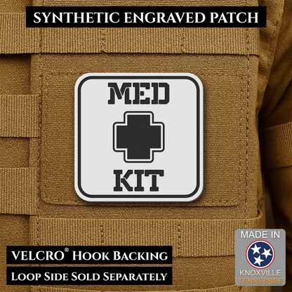 Med Kit IFAK, First-Aid Pouch Identification Patch, 2x2" | Made in USA | VELCRO® Brand Hook Backing - LoneStar Adhesive
