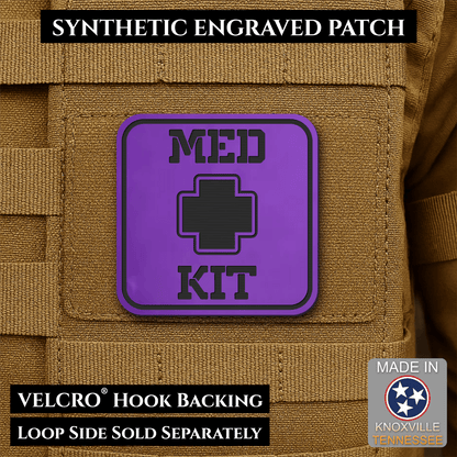 Med Kit IFAK, First-Aid Pouch Identification Patch, 2x2" | Made in USA | VELCRO® Brand Hook Backing - LoneStar Adhesive