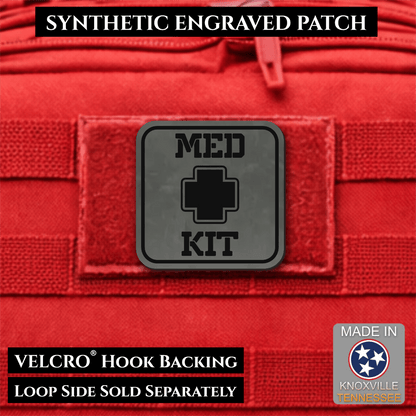Med Kit IFAK, First-Aid Pouch Identification Patch, 2x2" | Made in USA | VELCRO® Brand Hook Backing - LoneStar Adhesive