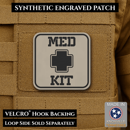 Med Kit IFAK, First-Aid Pouch Identification Patch, 2x2" | Made in USA | VELCRO® Brand Hook Backing - LoneStar Adhesive