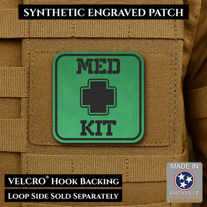 Med Kit IFAK, First-Aid Pouch Identification Patch, 2x2" | Made in USA | VELCRO® Brand Hook Backing - LoneStar Adhesive