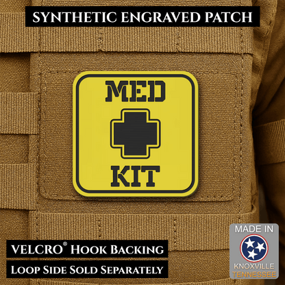 Med Kit IFAK, First-Aid Pouch Identification Patch, 2x2" | Made in USA | VELCRO® Brand Hook Backing - LoneStar Adhesive