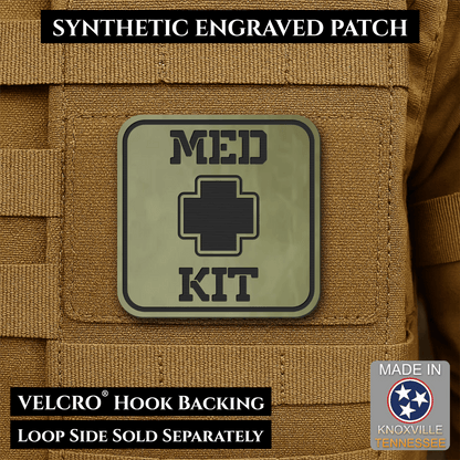 Med Kit IFAK, First-Aid Pouch Identification Patch, 2x2" | Made in USA | VELCRO® Brand Hook Backing - LoneStar Adhesive