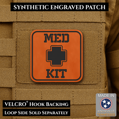 Med Kit IFAK, First-Aid Pouch Identification Patch, 2x2" | Made in USA | VELCRO® Brand Hook Backing - LoneStar Adhesive