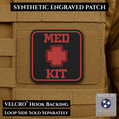 Med Kit IFAK, First-Aid Pouch Identification Patch, 2x2" | Made in USA | VELCRO® Brand Hook Backing - LoneStar Adhesive