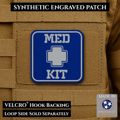 Med Kit IFAK, First-Aid Pouch Identification Patch, 2x2" | Made in USA | VELCRO® Brand Hook Backing - LoneStar Adhesive