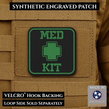 Med Kit IFAK, First-Aid Pouch Identification Patch, 2x2" | Made in USA | VELCRO® Brand Hook Backing - LoneStar Adhesive