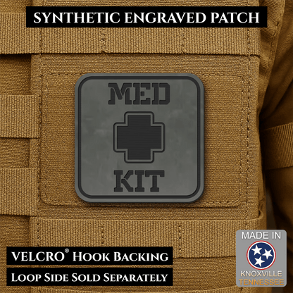 Med Kit IFAK, First-Aid Pouch Identification Patch, 2x2" | Made in USA | VELCRO® Brand Hook Backing - LoneStar Adhesive