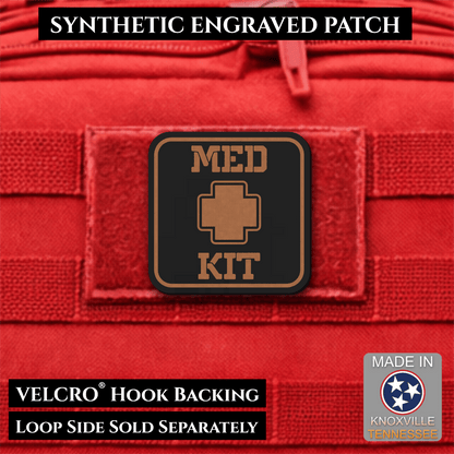 Med Kit IFAK, First-Aid Pouch Identification Patch, 2x2" | Made in USA | VELCRO® Brand Hook Backing - LoneStar Adhesive