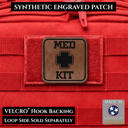 Med Kit IFAK, First-Aid Pouch Identification Patch, 2x2" | Made in USA | VELCRO® Brand Hook Backing - LoneStar Adhesive