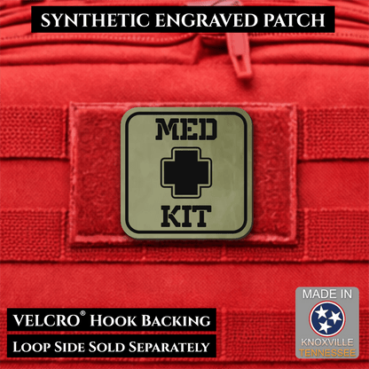 Med Kit IFAK, First-Aid Pouch Identification Patch, 2x2" | Made in USA | VELCRO® Brand Hook Backing - LoneStar Adhesive