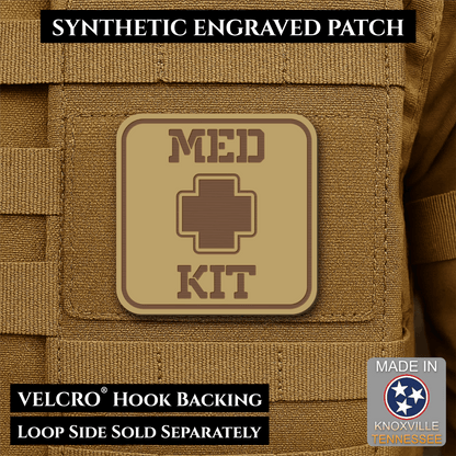 Med Kit IFAK, First-Aid Pouch Identification Patch, 2x2" | Made in USA | VELCRO® Brand Hook Backing - LoneStar Adhesive