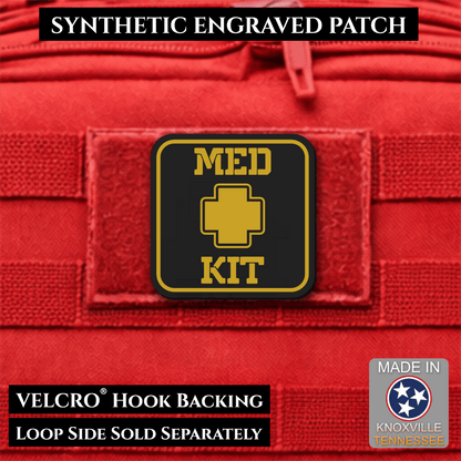 Med Kit IFAK, First-Aid Pouch Identification Patch, 2x2" | Made in USA | VELCRO® Brand Hook Backing - LoneStar Adhesive