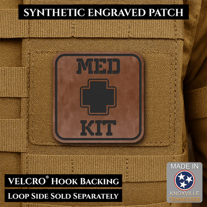Med Kit IFAK, First-Aid Pouch Identification Patch, 2x2" | Made in USA | VELCRO® Brand Hook Backing - LoneStar Adhesive