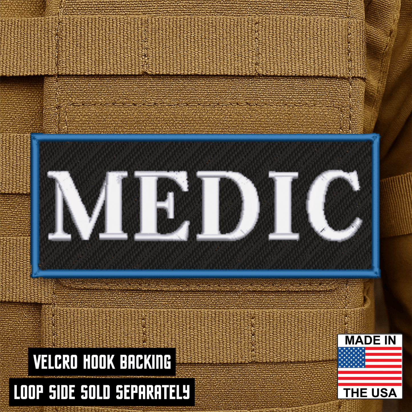 Medic ID Plate Carrier Patch 2.5" x 6" Hook & Loop | Made in USA - LoneStar Adhesive