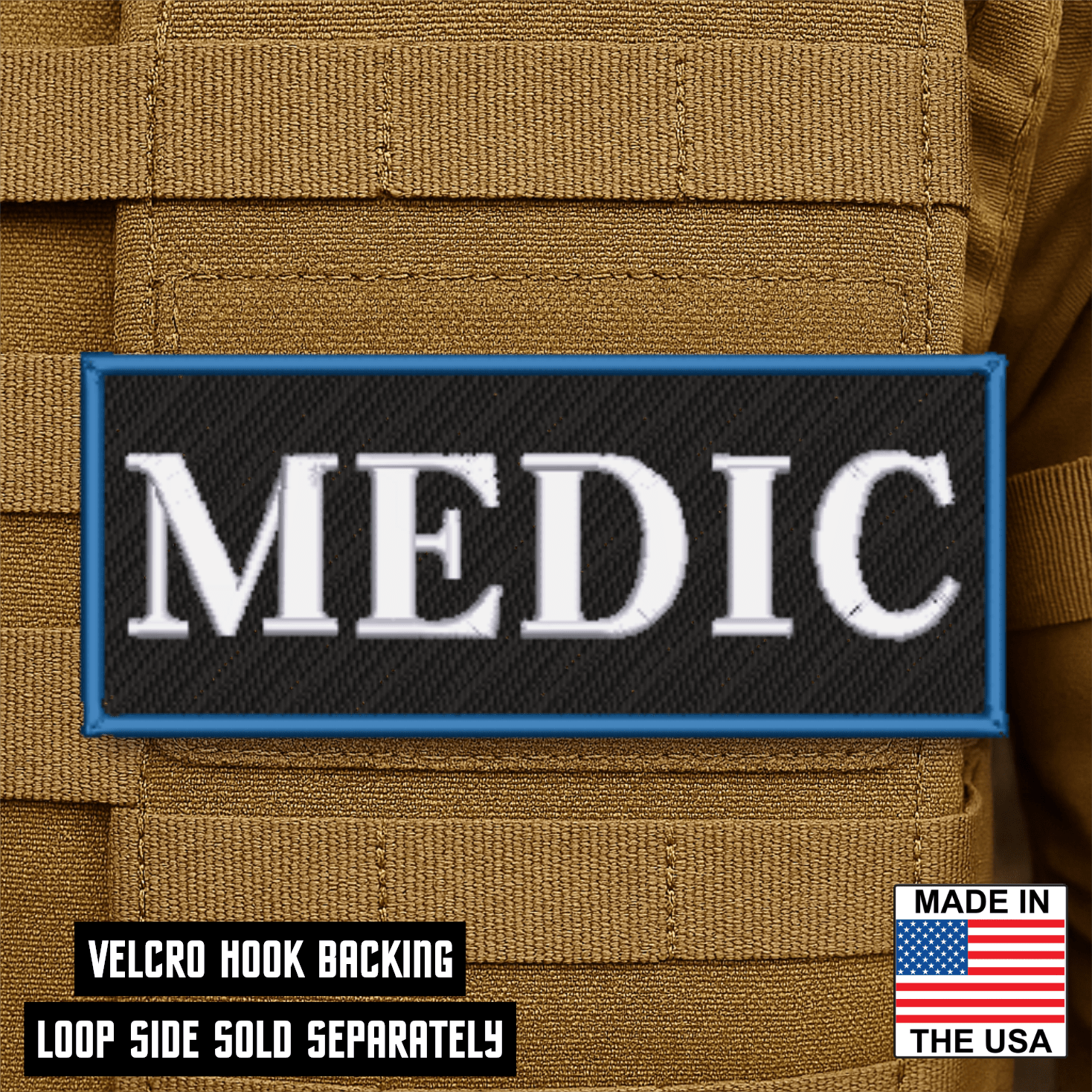 Medic ID Plate Carrier Patch 2.5" x 6" Hook & Loop | Made in USA - LoneStar Adhesive