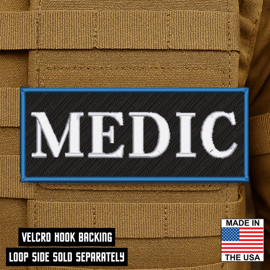 Medic ID Plate Carrier Patch 2.5" x 6" Hook & Loop | Made in USA - LoneStar Adhesive