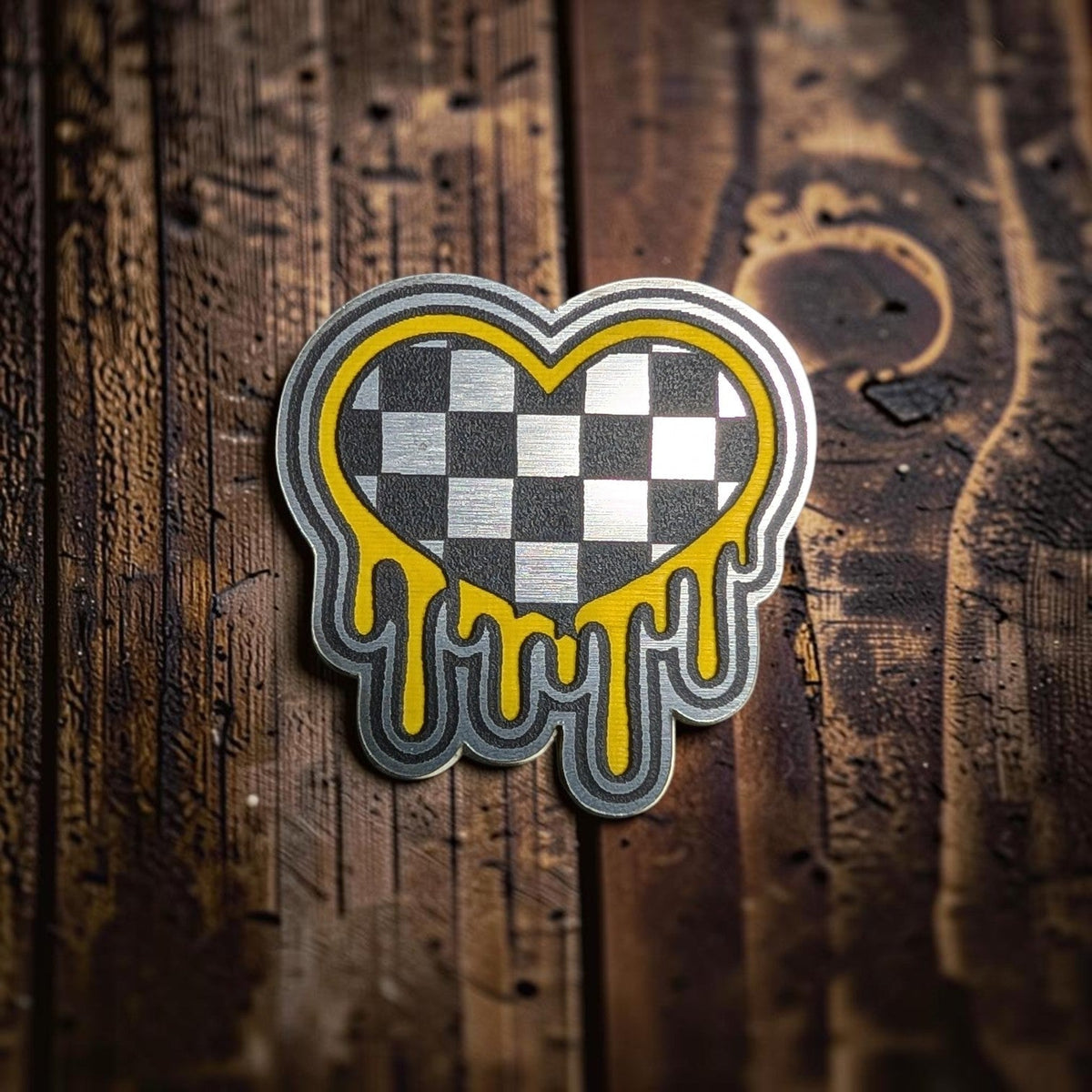 Melting Checkered Heart Hat Patch - LoneStar Adhesive