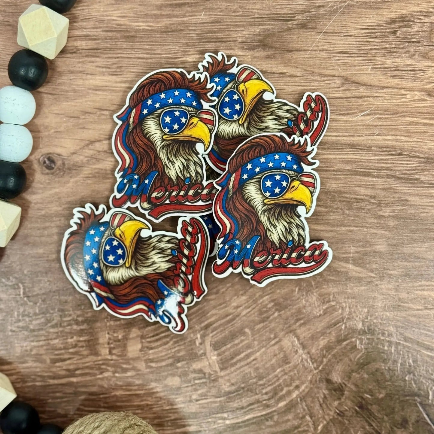 'Merica Mullett Eagle | UV Printed Leather Hat Patch - LoneStar Adhesive