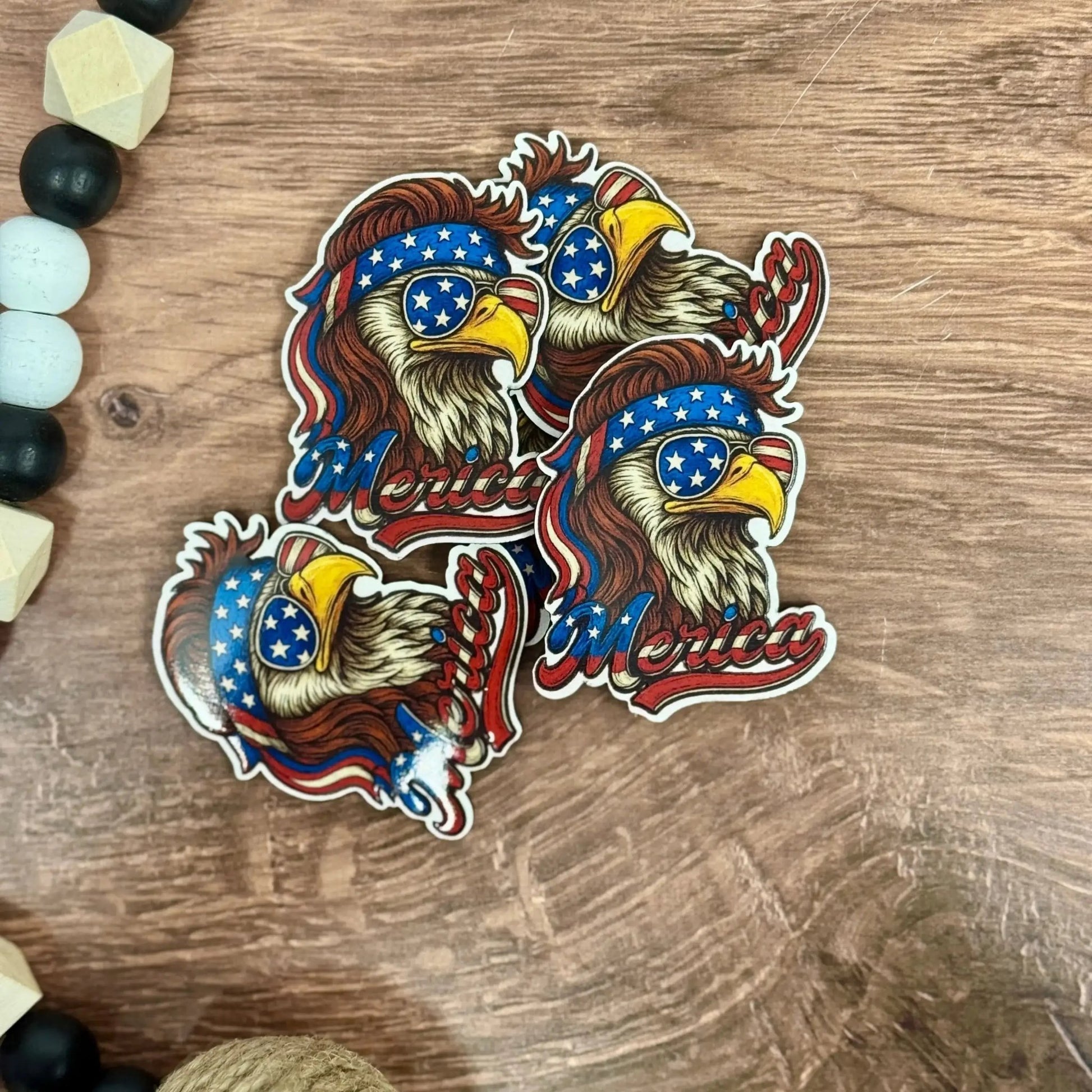 'Merica Mullett Eagle | UV Printed Leather Hat Patch - LoneStar Adhesive
