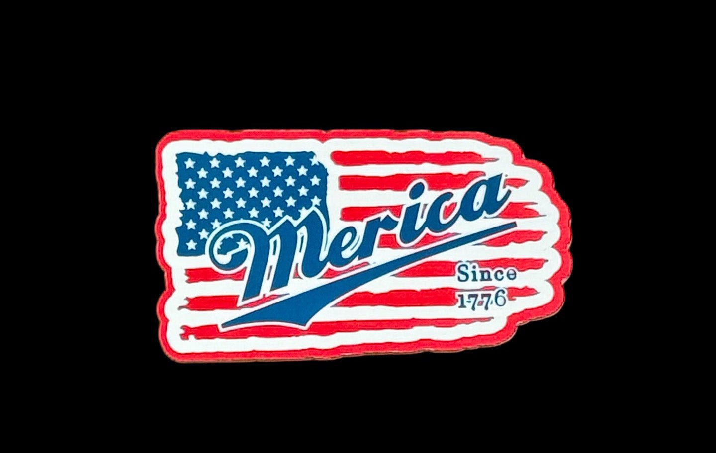 Merica on American Flag Patriotic Acrylic Hat Patch - 3 Colors Available - LoneStar Adhesive