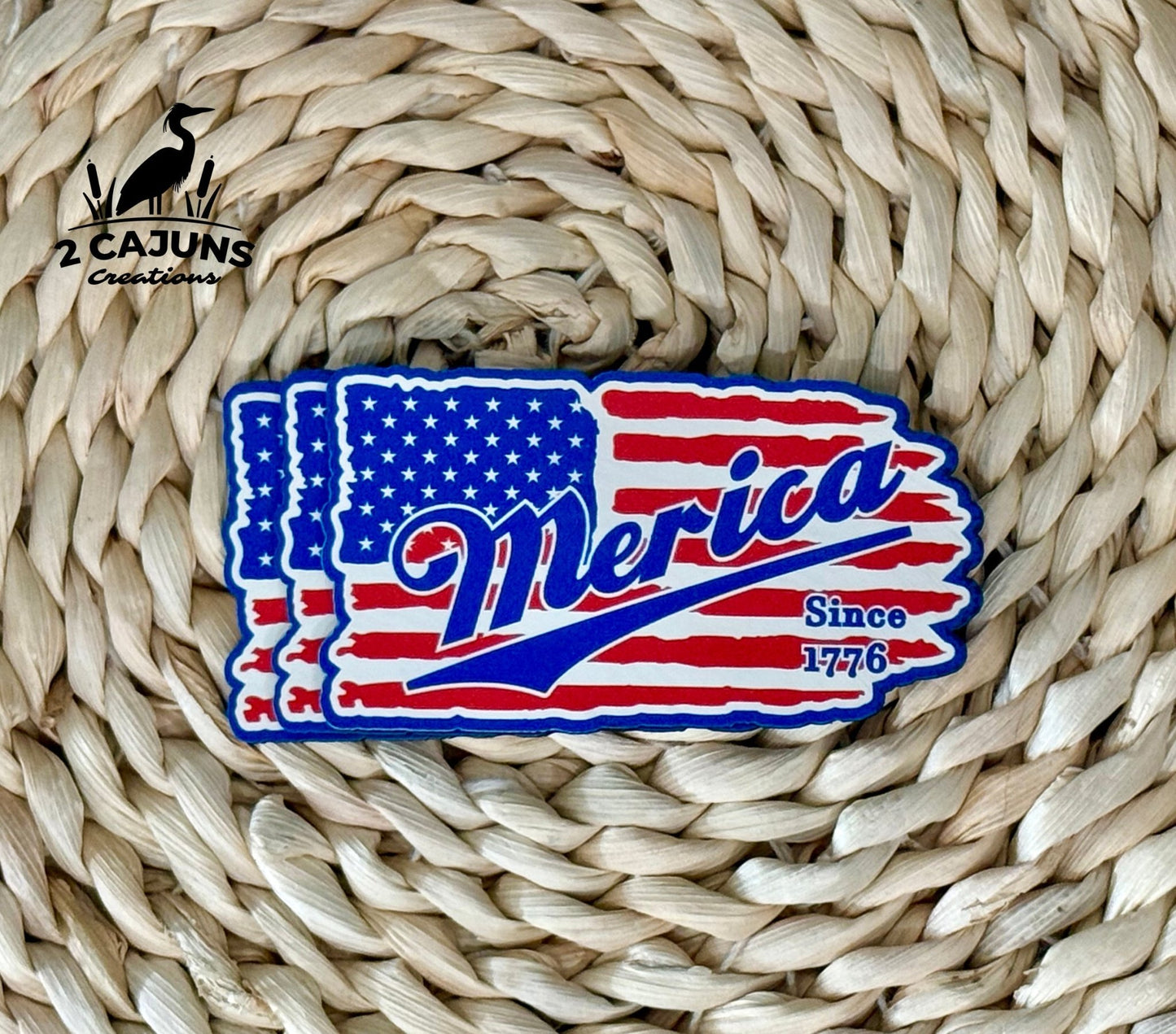 Merica on Flag UV Printed Leatherette Hat Patch - LoneStar Adhesive