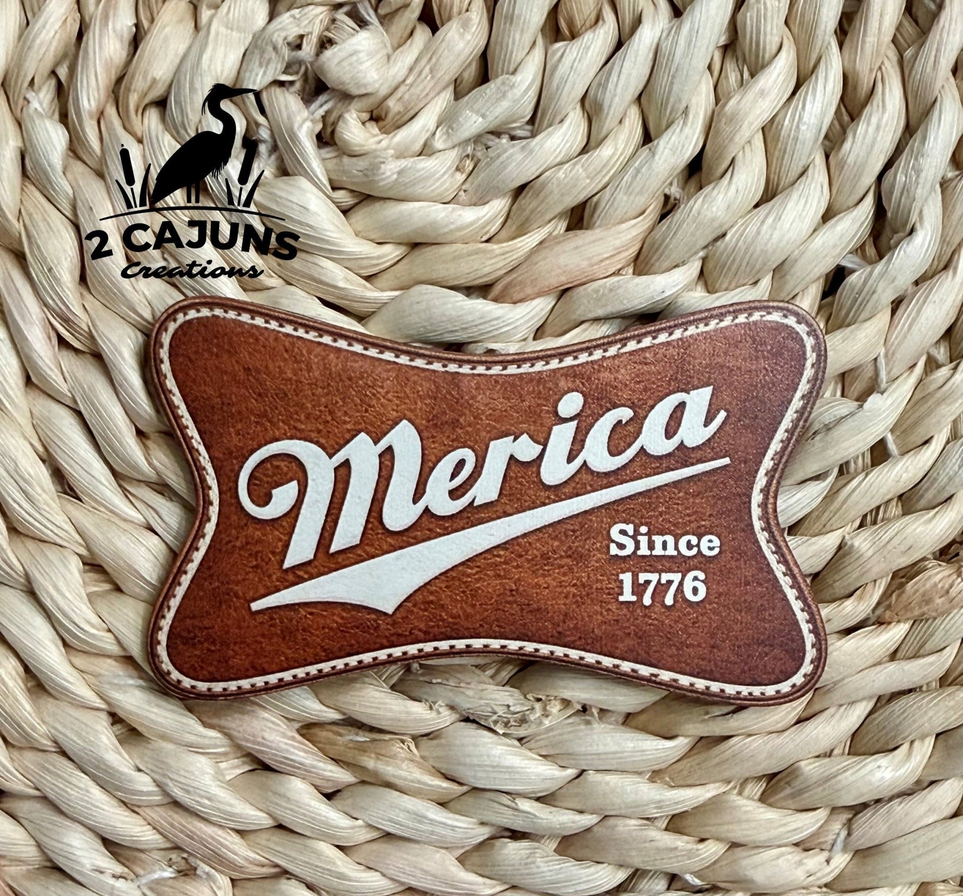 Merica Since 1776 UV Printed Leatherette Hat Patch - LoneStar Adhesive