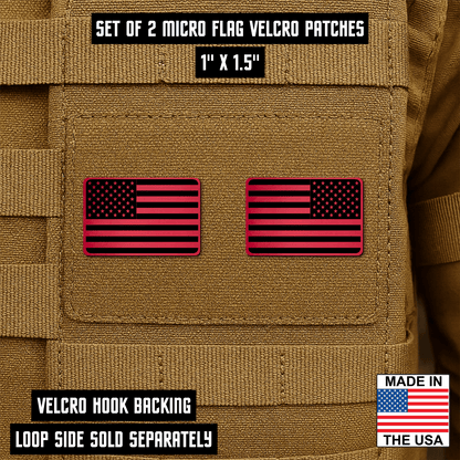 Mini American Flag Tactical Engraved Patch 1"x1.5" Hook & Loop | Set of 2 | Made in USA - LoneStar Adhesive