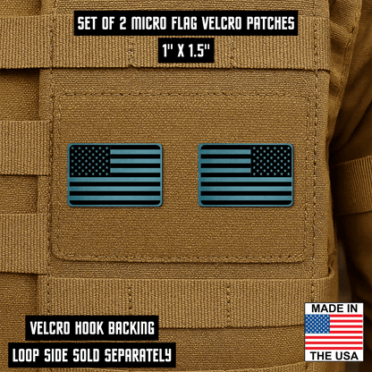 Mini American Flag Tactical Engraved Patch 1"x1.5" Hook & Loop | Set of 2 | Made in USA - LoneStar Adhesive