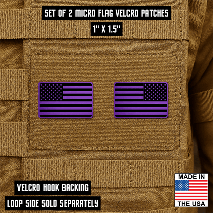 Mini American Flag Tactical Engraved Patch 1"x1.5" Hook & Loop | Set of 2 | Made in USA - LoneStar Adhesive