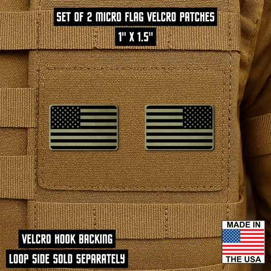 Mini American Flag Tactical Engraved Patch 1"x1.5" Hook & Loop | Set of 2 | Made in USA - LoneStar Adhesive