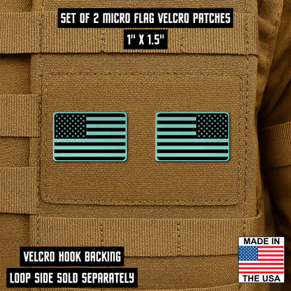 Mini American Flag Tactical Engraved Patch 1"x1.5" Hook & Loop | Set of 2 | Made in USA - LoneStar Adhesive