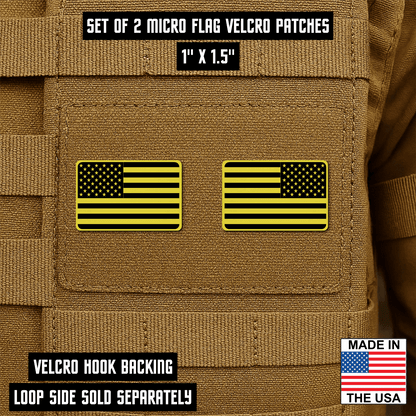 Mini American Flag Tactical Engraved Patch 1"x1.5" Hook & Loop | Set of 2 | Made in USA - LoneStar Adhesive