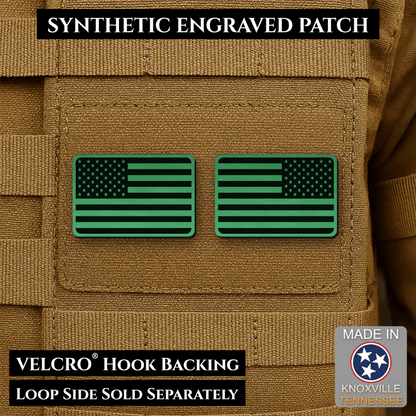 Mini Tactical Synthetic American Flag Patch - Set of 2 | Made in USA | VELCRO® Brand Hook Backing - LoneStar Adhesive