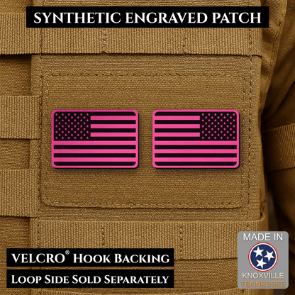 Mini Tactical Synthetic American Flag Patch - Set of 2 | Made in USA | VELCRO® Brand Hook Backing - LoneStar Adhesive