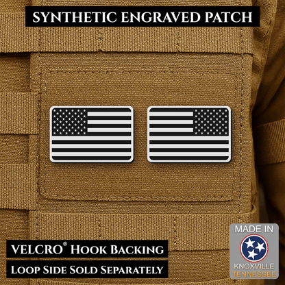 Mini Tactical Synthetic American Flag Patch - Set of 2 | Made in USA | VELCRO® Brand Hook Backing - LoneStar Adhesive
